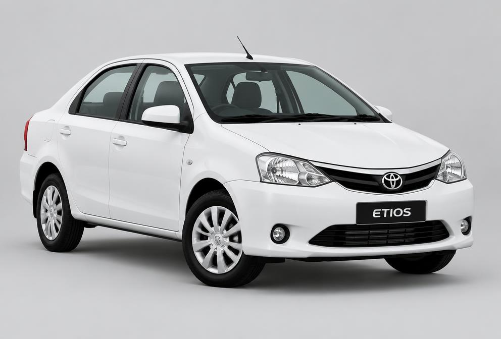 White Toyota Etios sedan