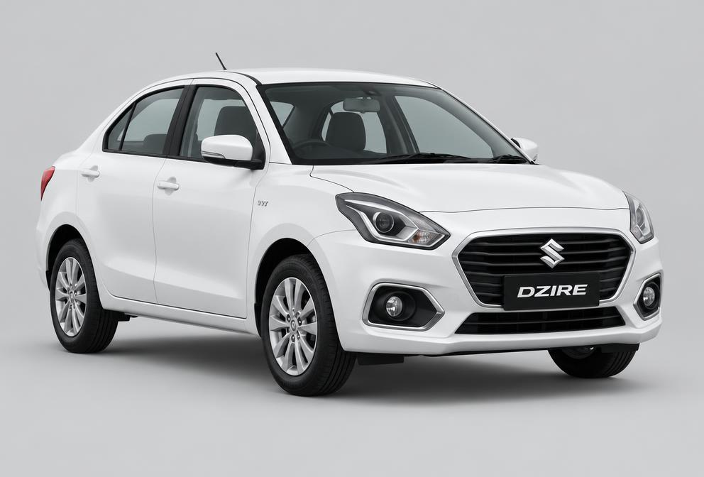 White Maruti Suzuki Dzire sedan