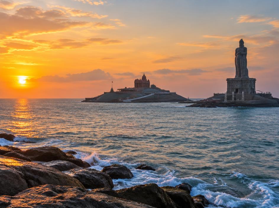 Vivekananda Rock and Thiruvalluvar statue at Kanniyakumari