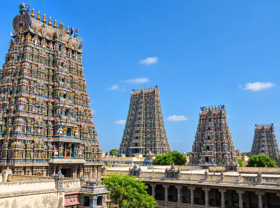 Meenakshi Amman temple towers in Madurai