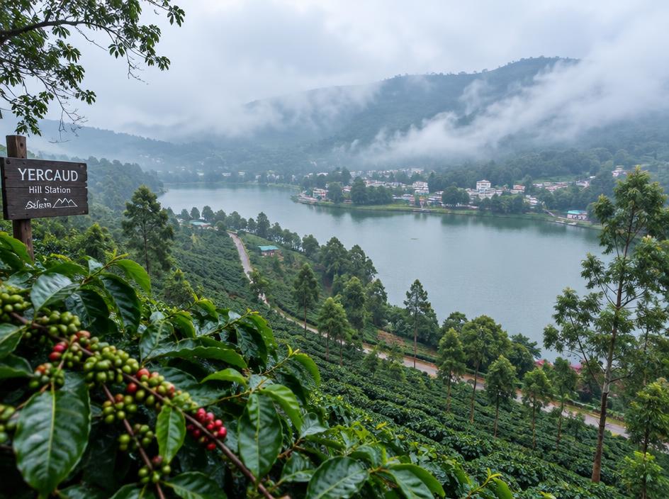 Yercaud lake and hills near Salem